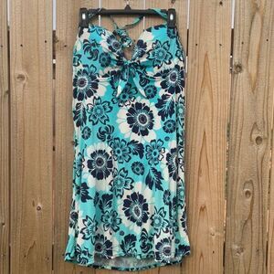 Take 50% OFF- Islander Floral Halter Swim Dress  in Blue and White